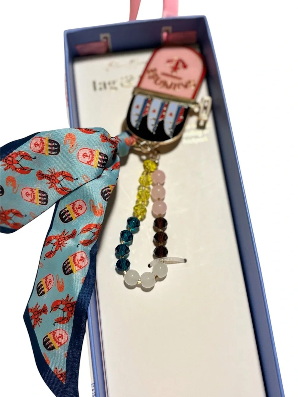 Sardines Blue Red Pink Accent Bag Charm and Key Clip